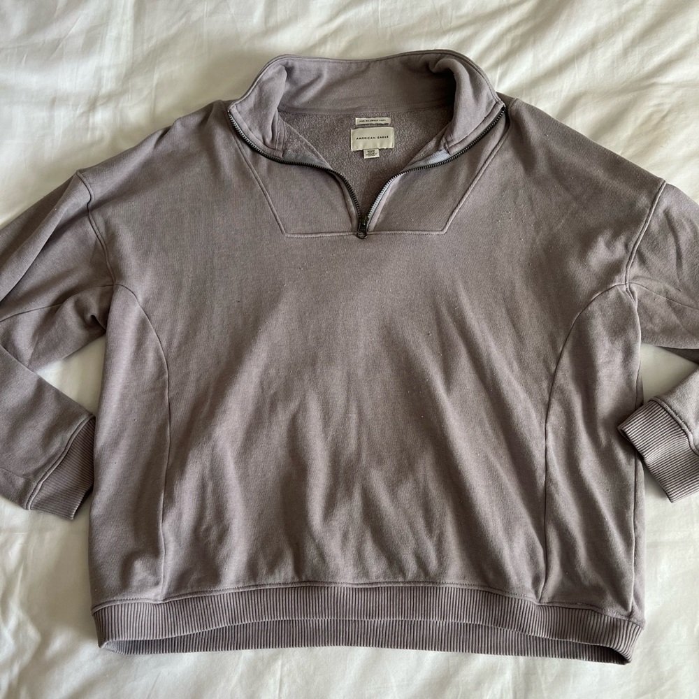American Eagle Grey / Purple Zip Sweatshirt